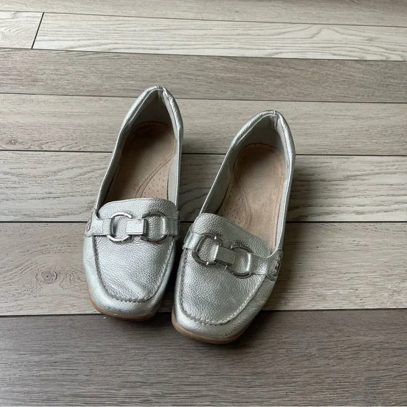 Easy Spirit Womens Avienta Leather Slip On Loafers Silver 11 Medium - Picture 8 of 9